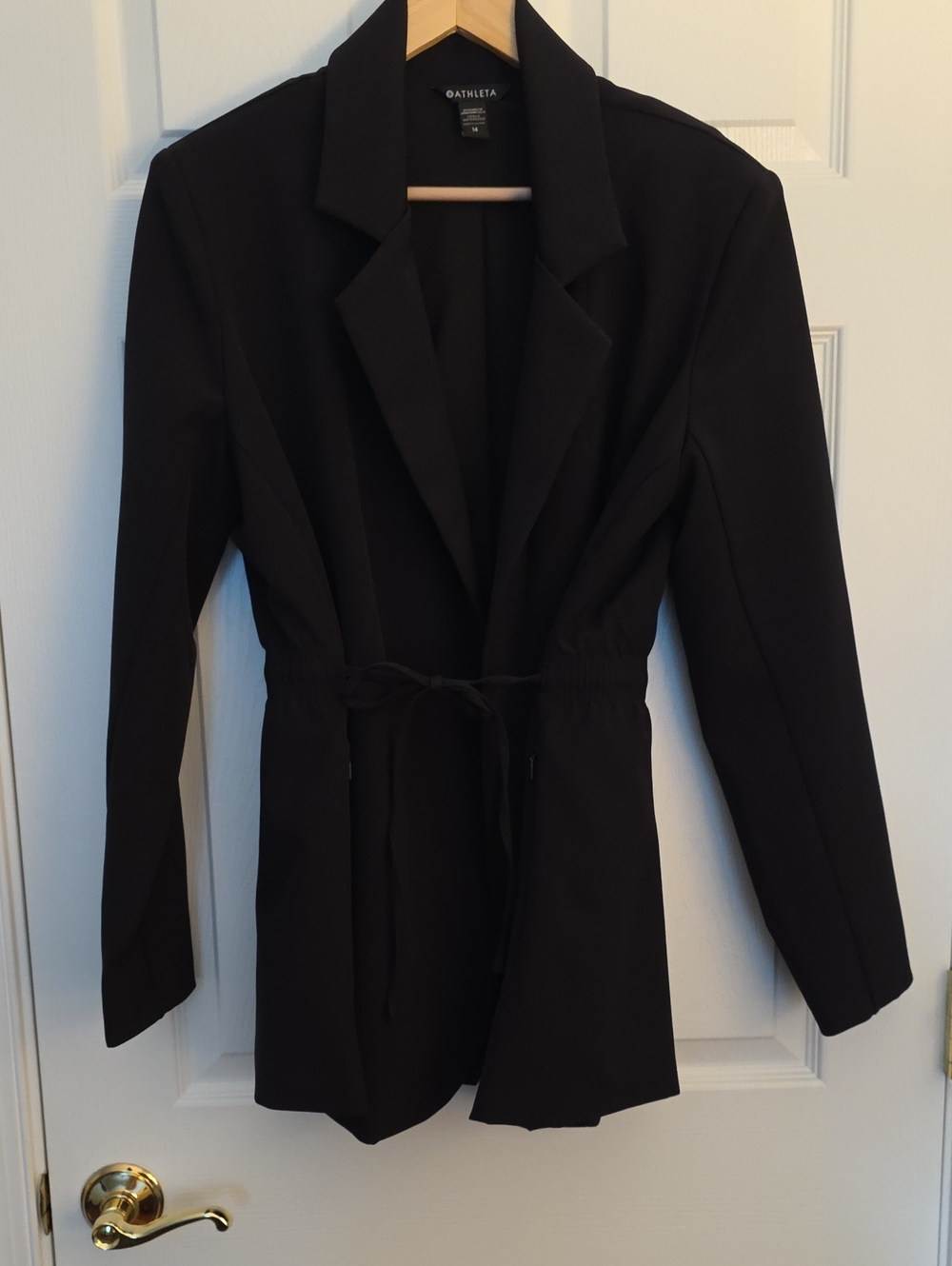 Athleta Black Drawstring-Waist Blazer Jacket
